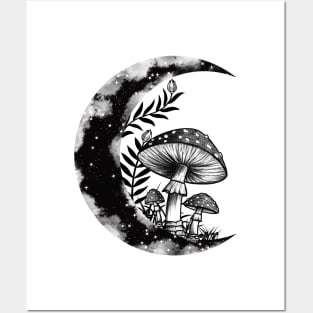 Floral Crescent Moon Posters and Art